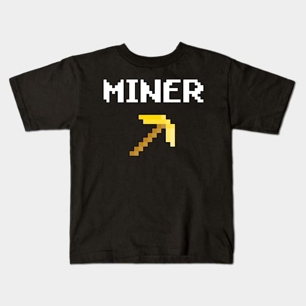 gold pickaxe miner Kids T-Shirt by Mamon